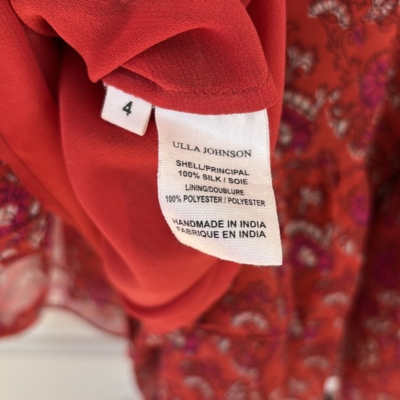 Ulla Johnson Ruby Red Ollie Dress Size 4 Valentines Day Silk Floral Mini Dress - Picture 16 of 17